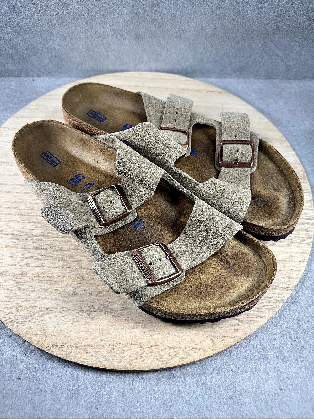 Birkenstock Arizona Soft Footbed Taupe Suede Sandals EU 42 Narrow